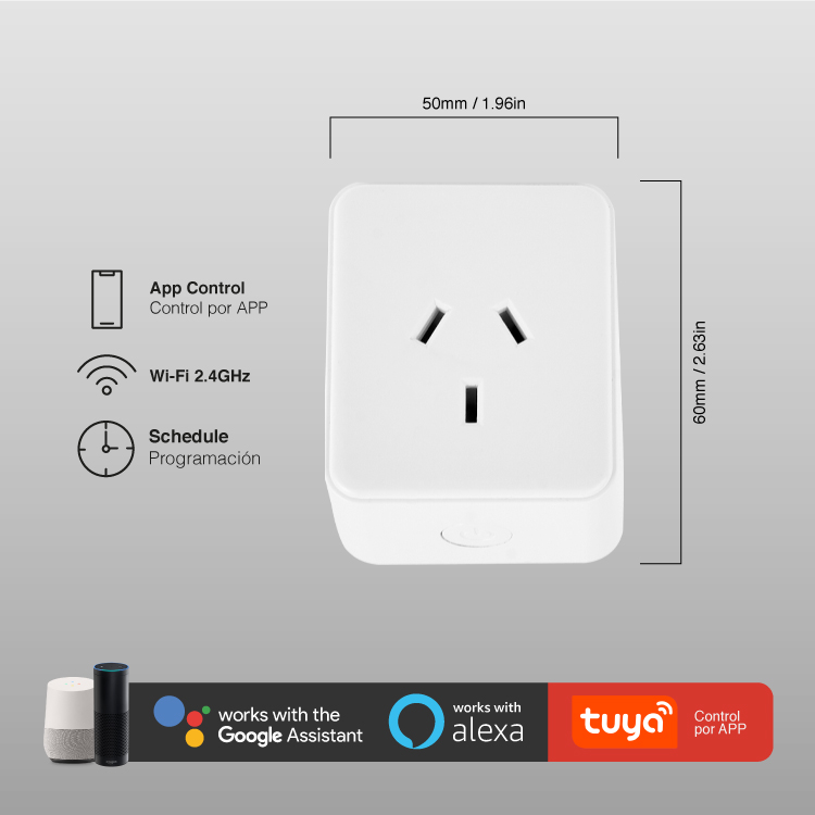 Tomacorriente Enchufe Smart WIFI 10A, AC100-240V, Max load 2200W 