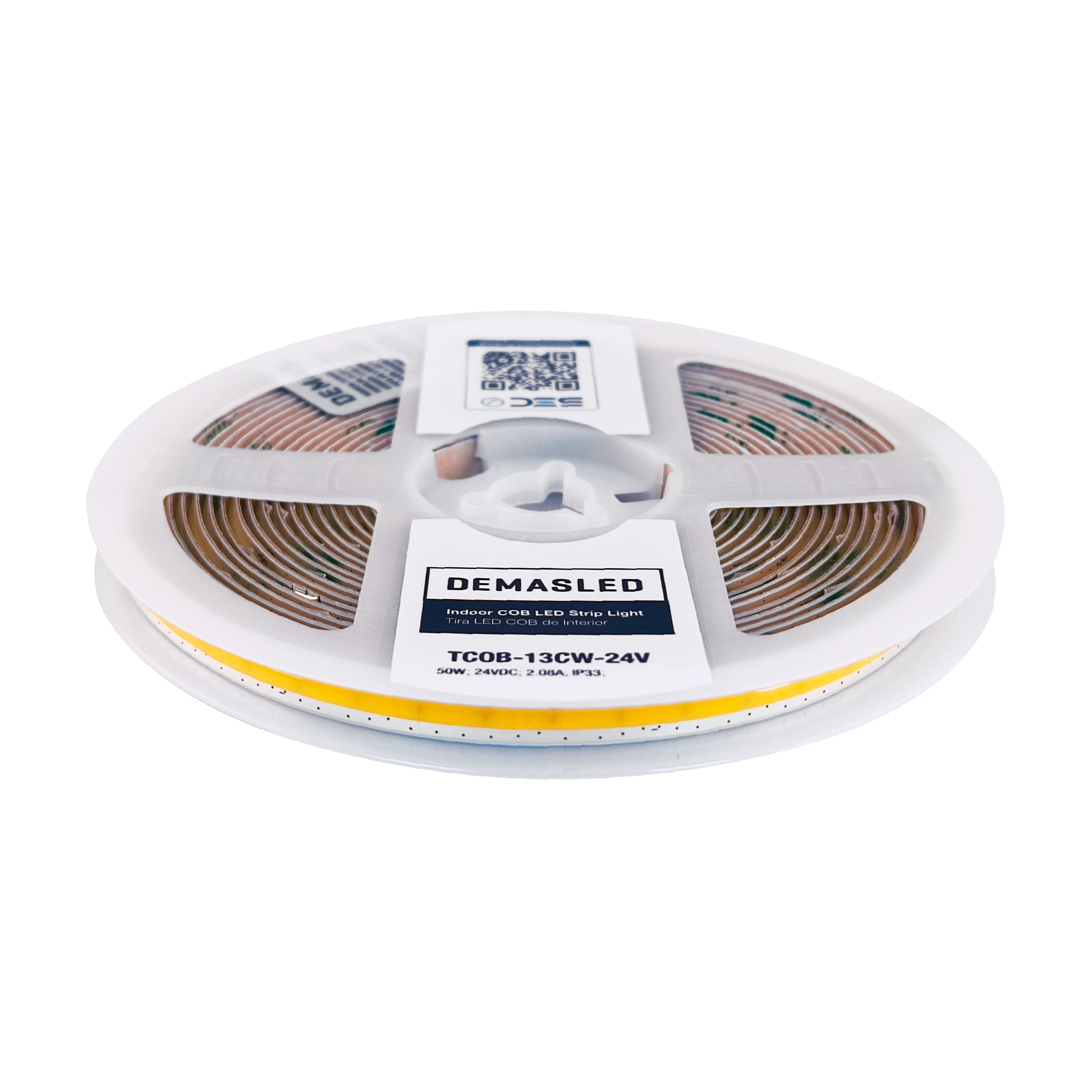 Tira LED COB Freecut 24V 10W/m Blanco Frío 950lm/m 528LEDs/m, 8mm PCB IP33 x5m