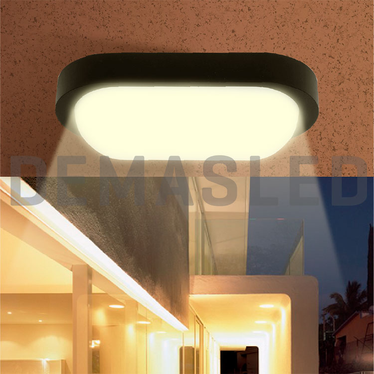 Aplique LED Exterior de Pared Ovalado 10W IP65 Negro 9,8×6cm 220V Blanco Neutro