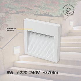 Aplique LED Exterior de Pared Cuadrado 6W IP65 12×12cm Blanco 220V Blanco Neutro