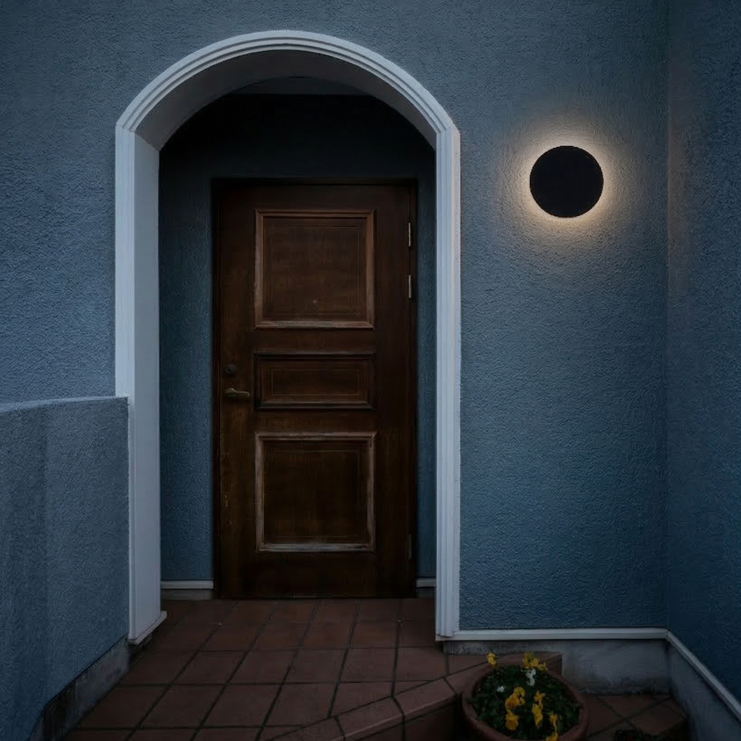 Aplique LED Exterior de Pared Redondo 12W IP65 Negro 15cm 220V Blanco Calido