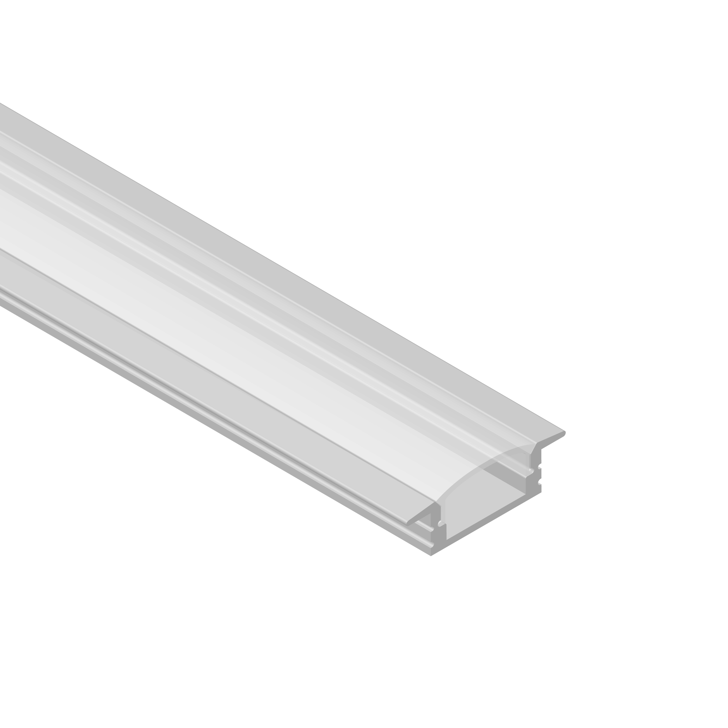 Perfil de Aluminio de Embutir 17x7mm Anodizado, Cover transparente x2m