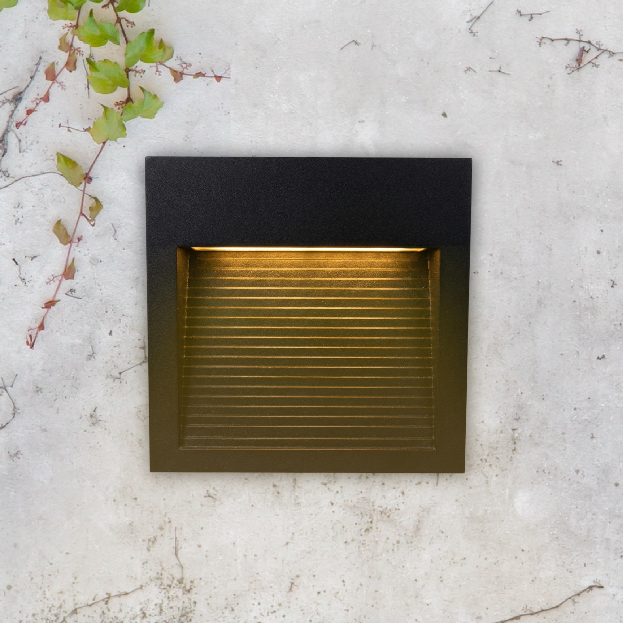 Aplique LED Exterior de Pared Cuadrado 6W IP65 Negro 12x12cm 220V Blanco Cálido