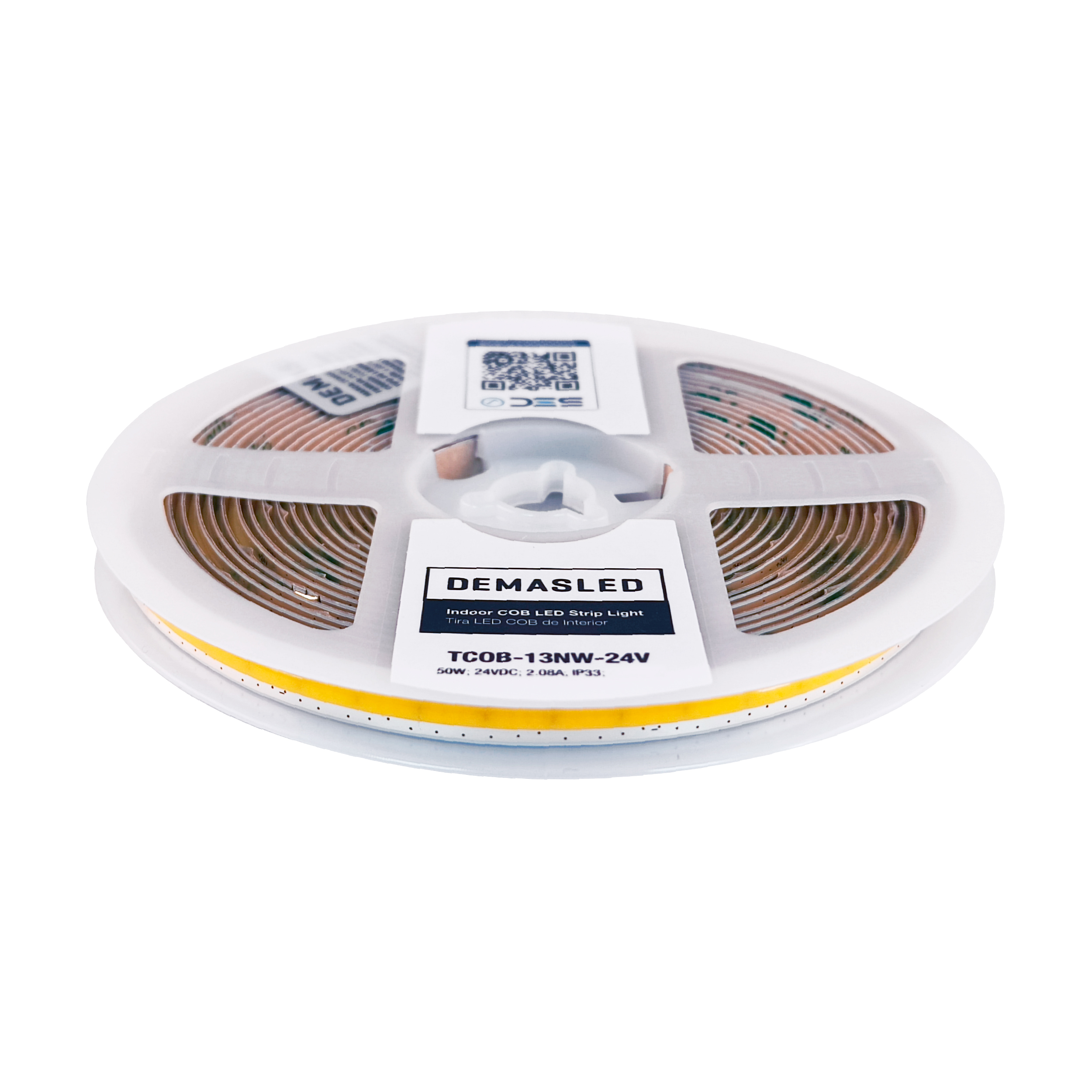Tira LED COB Freecut 24V 10W/m Blanco Neutro 4000°K 950lm/m 528LEDs/m, 8mm PCB IP33 x5m