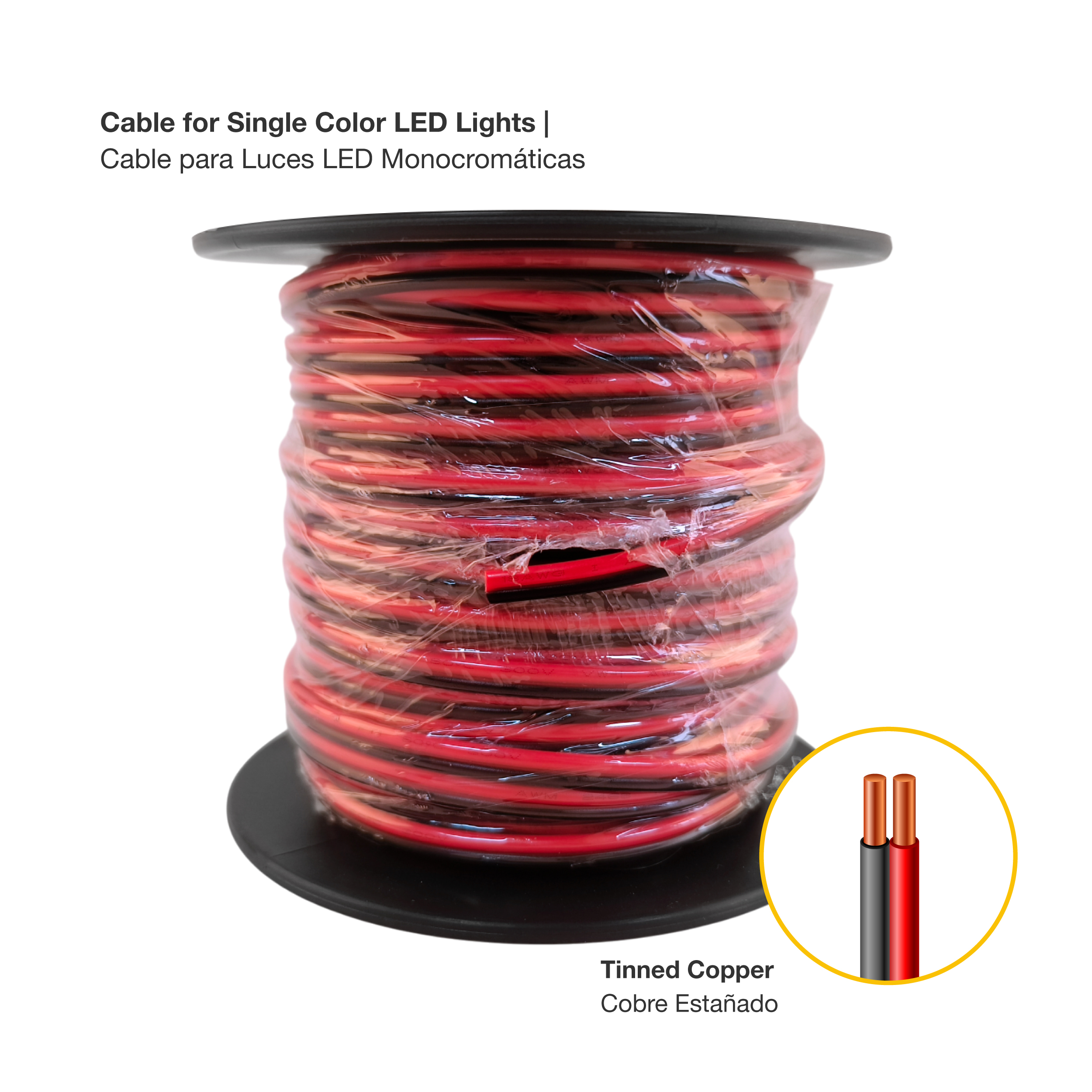 Cable 2 polos de 1mm NR, 2x1mm (18AWG) 48V Máx. x25m