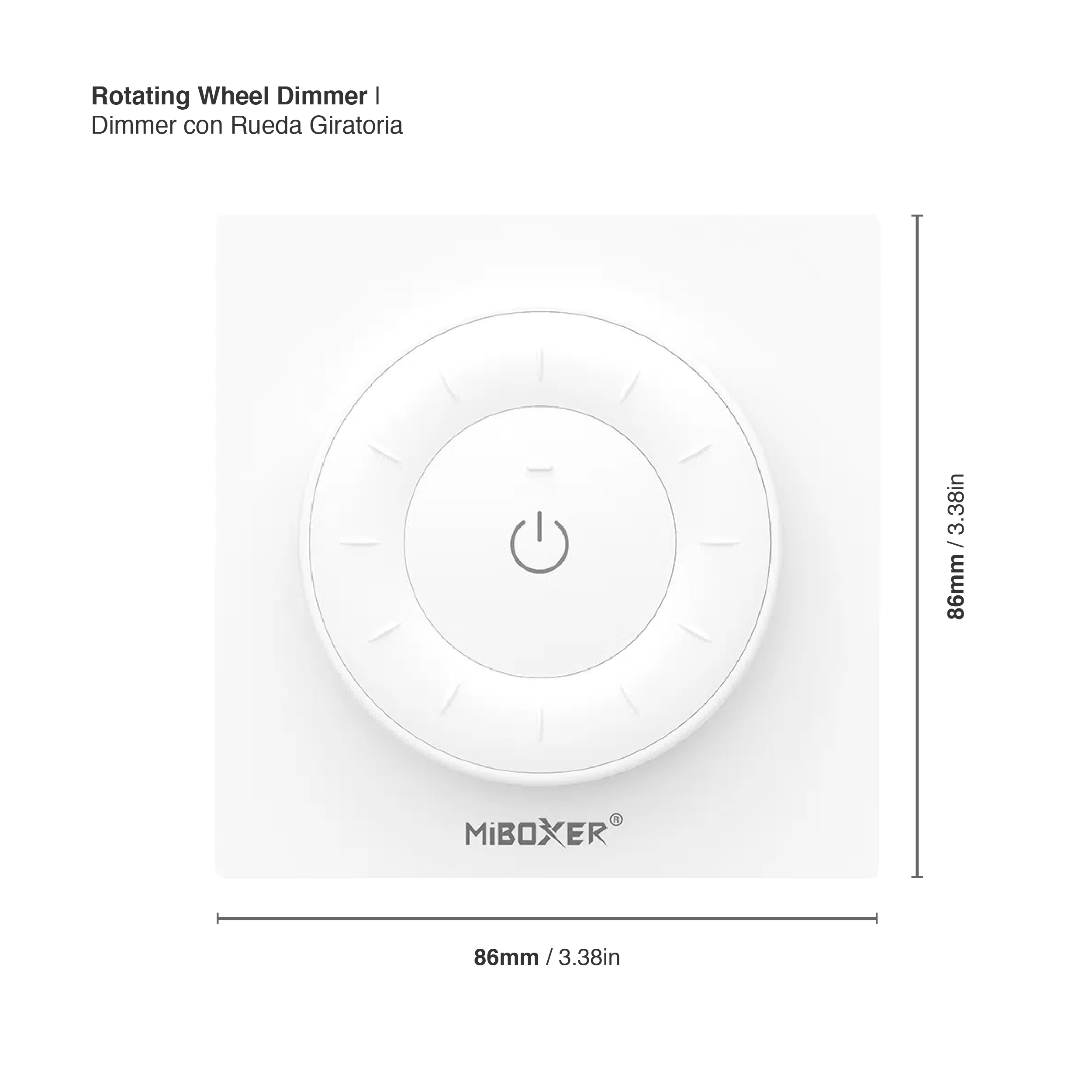 Control Remoto Dimmer Giratorio con Base Magnética 3V 2.4GHz, Blanco