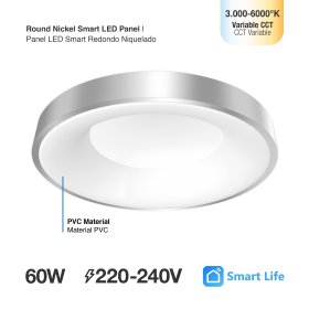 Panel LED Smart Redondo Níquel 60x60x9cm 60W 270mA CCT, de Aplicar
