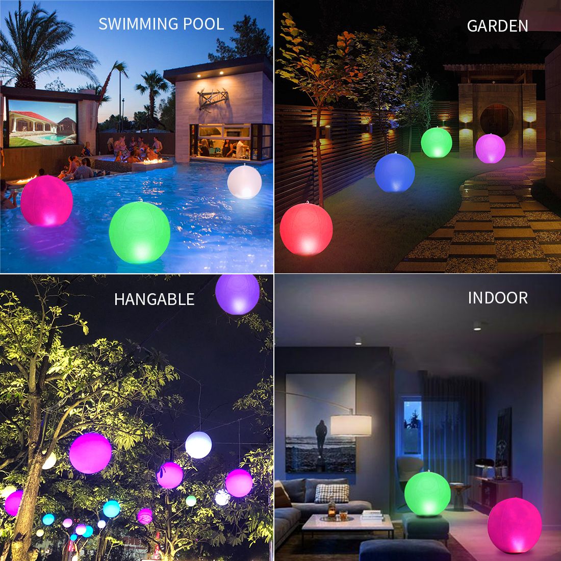 Globo Solar LED, Inflable con Control, RGB y Blanco 38lm, IP68