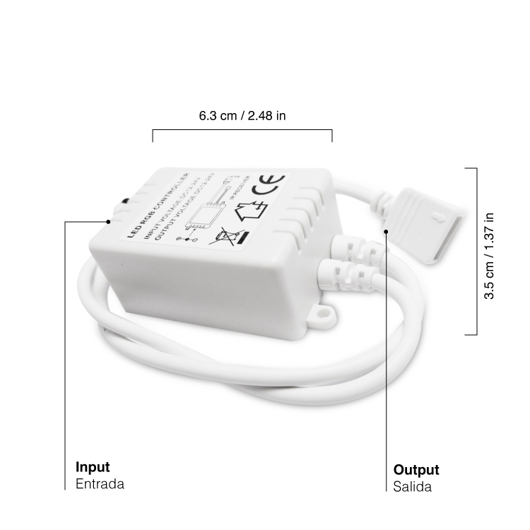 Controlador IR y Control Remoto RGB 24 botones, 12-24V 72-144W 6A