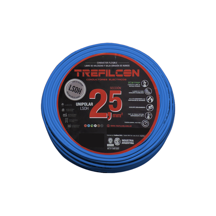 Cable LSOH Unipolar 1x2,50mm TREF Celeste x25m