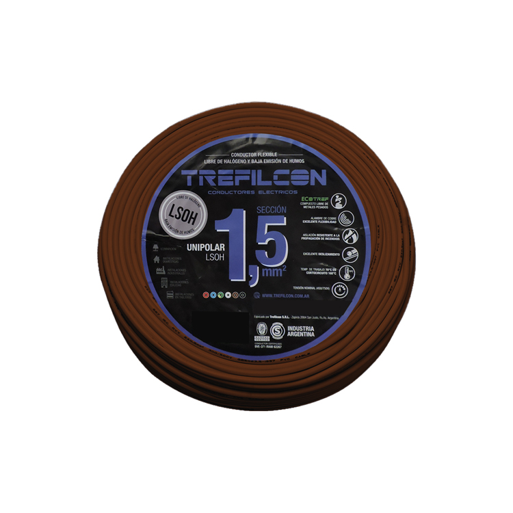 Cable LSOH Unipolar 1x1,50mm TREF Marrón x50m