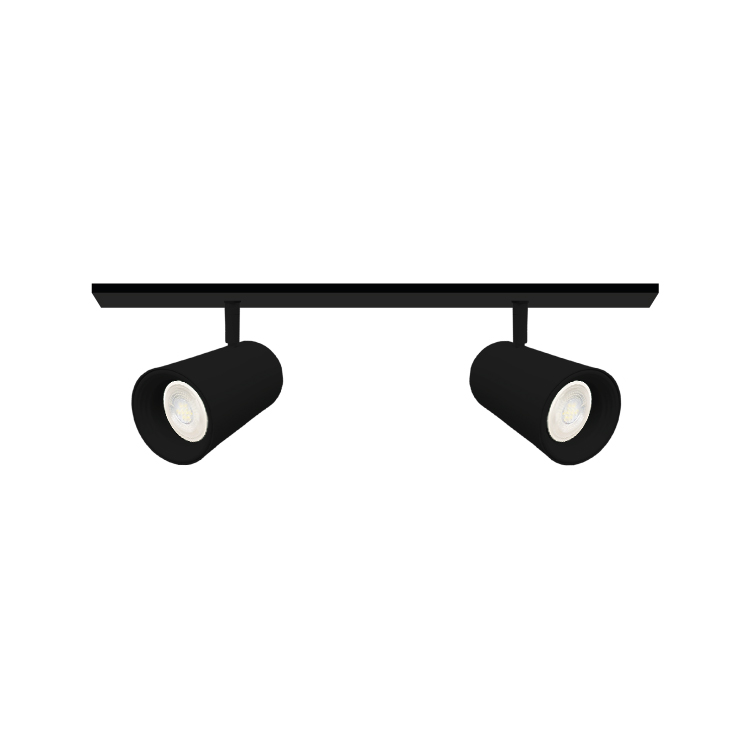 Aplique 40cm Móvil Negro Cabezal 7x13cm 2 Luces GU10