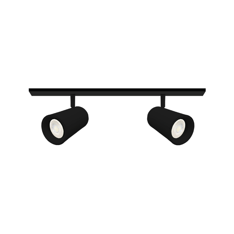 Aplique 60cm Móvil Negro Cabezal 7x13cm 2 Luces GU10