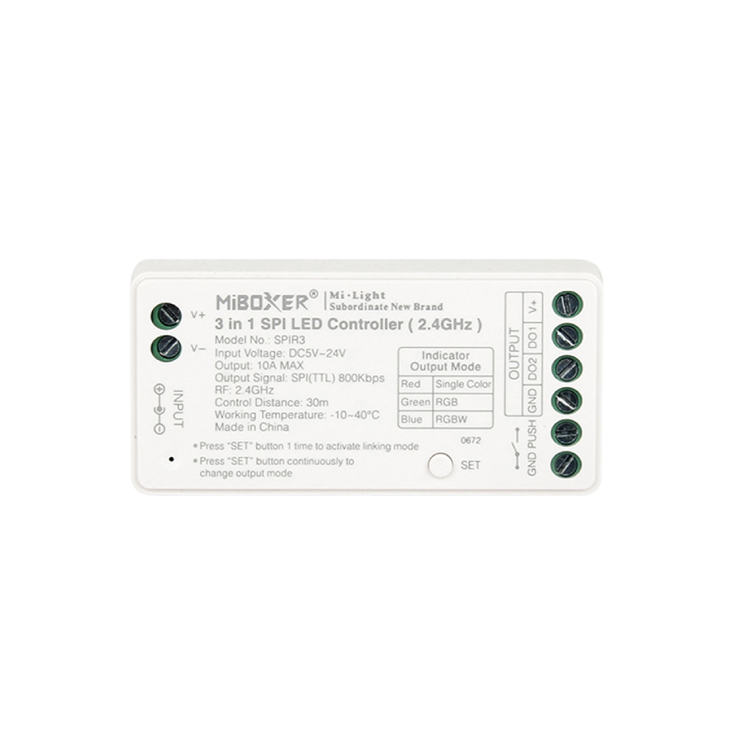Controlador LED Pixel SPI 3 en 1 RGB+RGBW 5-24V 10A 2,4Ghz