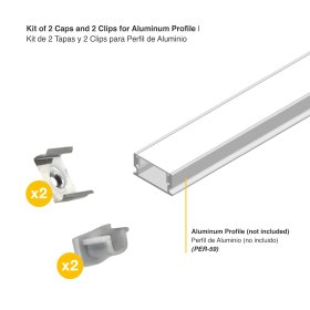 Kit de 2 Tapas y 2 Clips para Perfil de Aluminio , PER-59