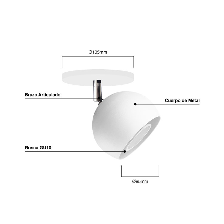 Lampara colgante mini balloon Ø 10 cm Blanco para 1 luz GU10