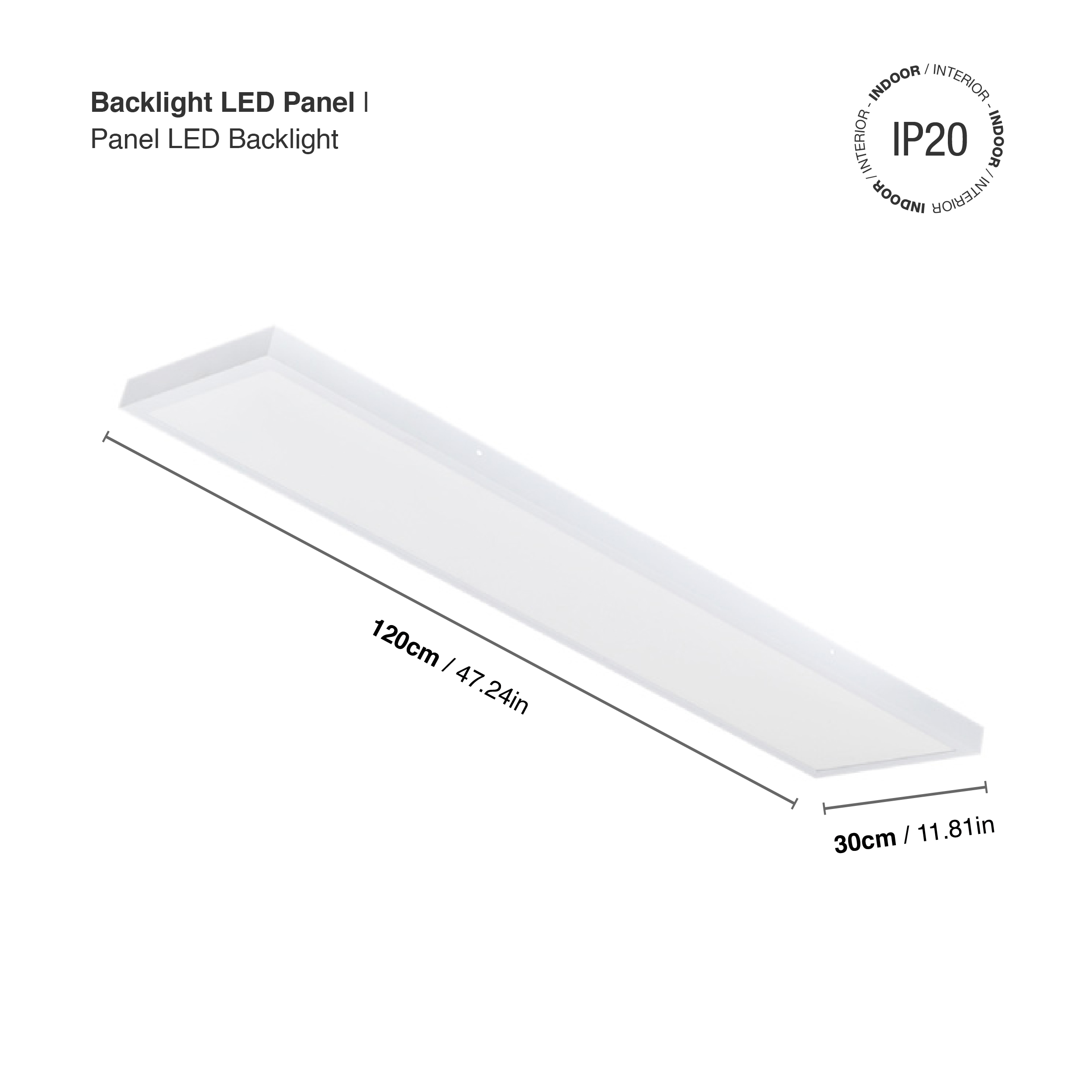 Panel BACKLIGHT LED 48W, 30 x 120cm, 48W, blanco neutro, Aplicar