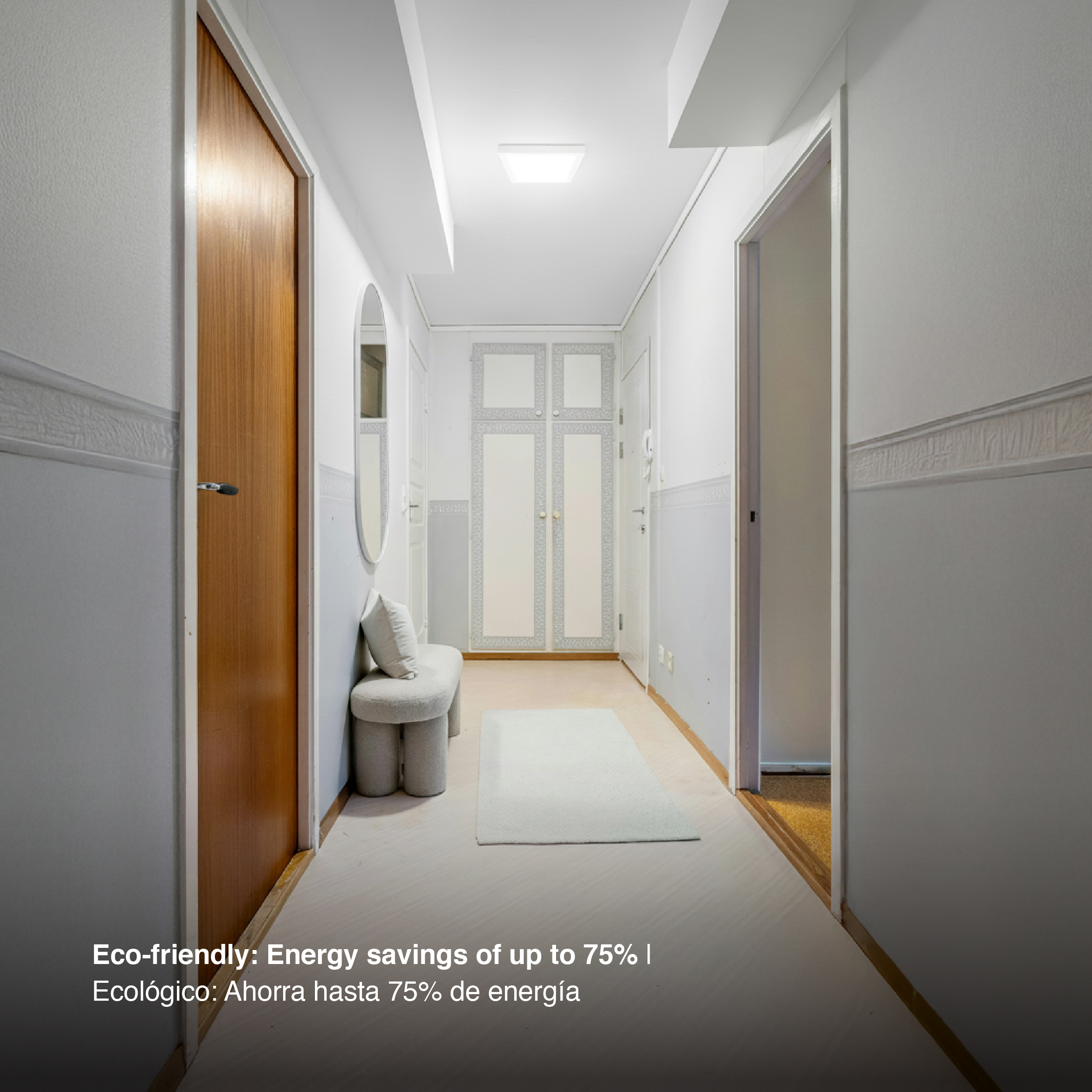 Plafón LED cuadrado blanco de 21,3x21,3cm 18W 1440lm Neutro, de aplicar