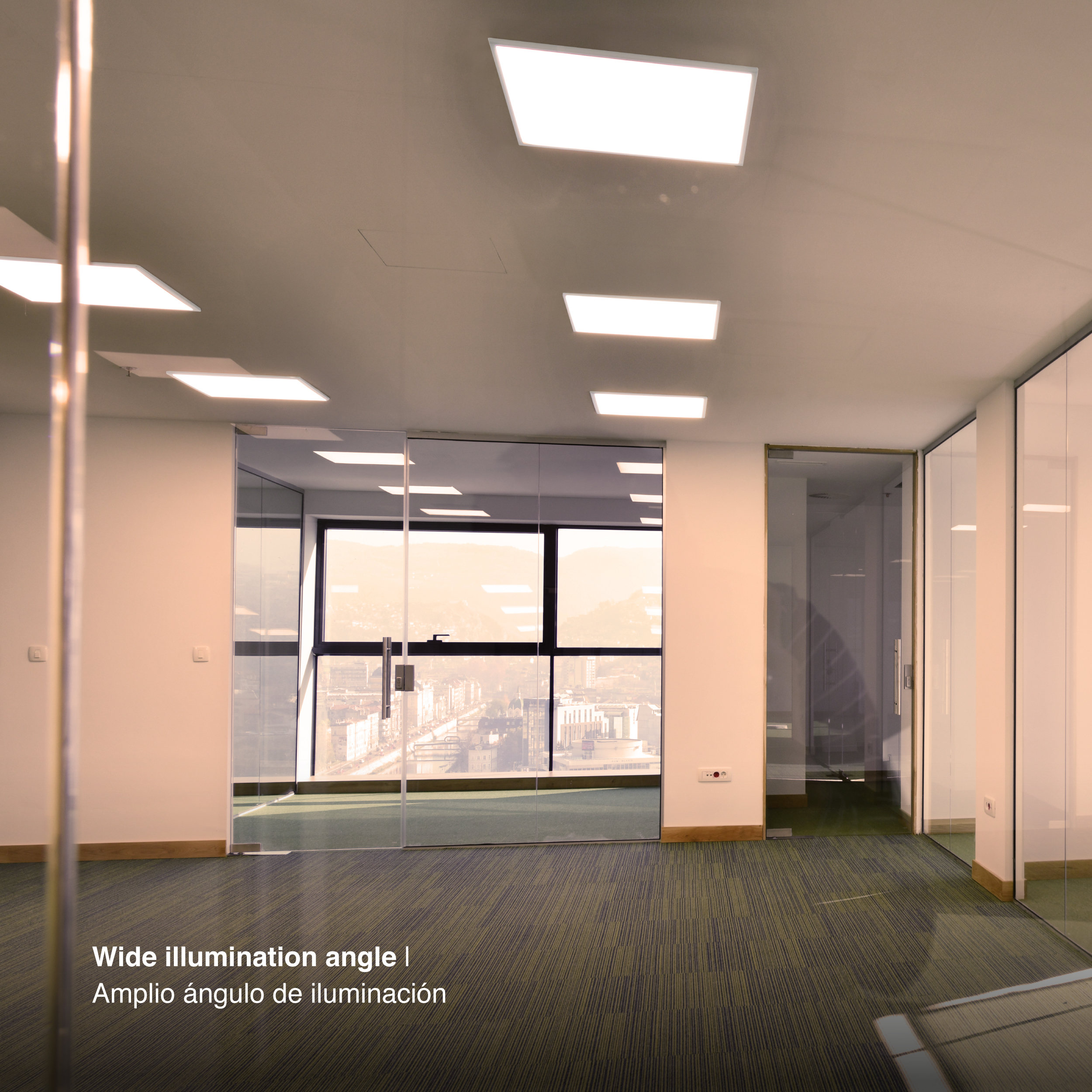 Panel LED BACKLIGHT de 60x60x3,8cm 48W 4800lm Blanco Cálido, de aplicar