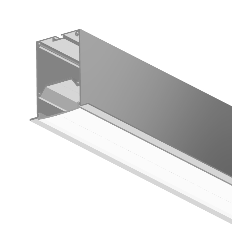 Perfil de Aluminio Linear de Embutir 76x49mm Anodizado, Cover Opal Blanco x1m