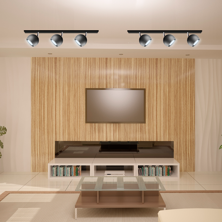 Aplique con Cabezales Direccionables Mini Balloon Negro Ø10 cm para 3 Dicroicas GU10