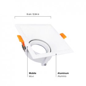 Spot Móvil Blanco 9x9cm Corte 7.5cm para Lámparas GU10