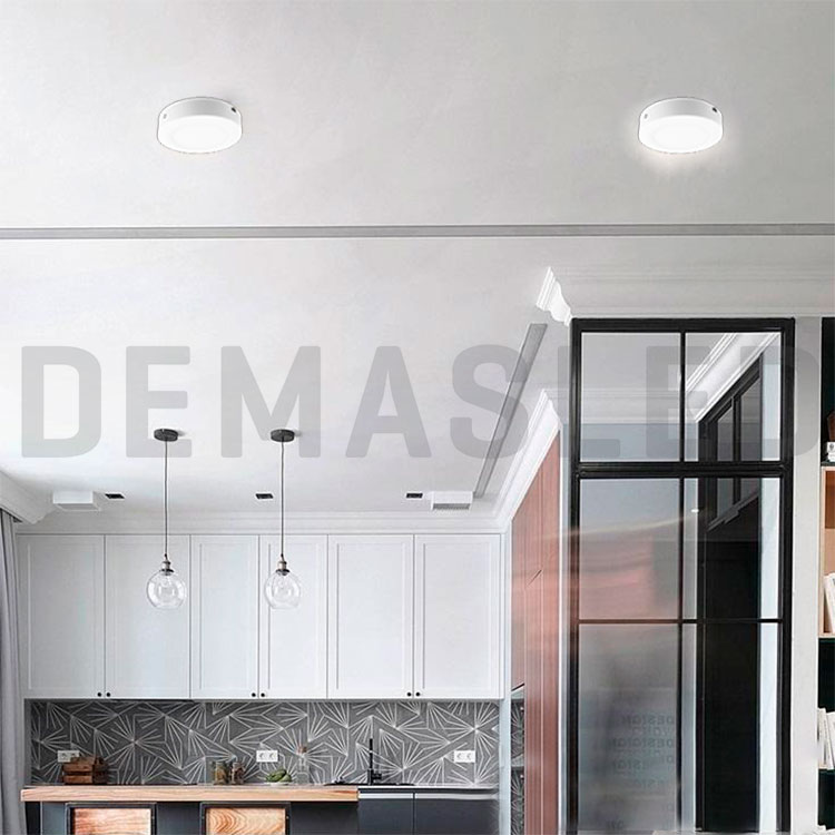 Plafón LED redondo blanco de 12cm, 6W 290lm blanco Frío, aplicar