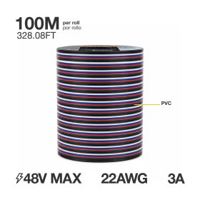 Cable 5 polos de 0.6mm RGBW - 5x0.6mm (22AWG) - 48V Máx. x100m 