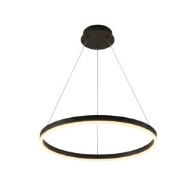 Lámpara LED Suspendida Aro Negro Ø80cm, 48W Blanco Cálido 3000K, 3264lm