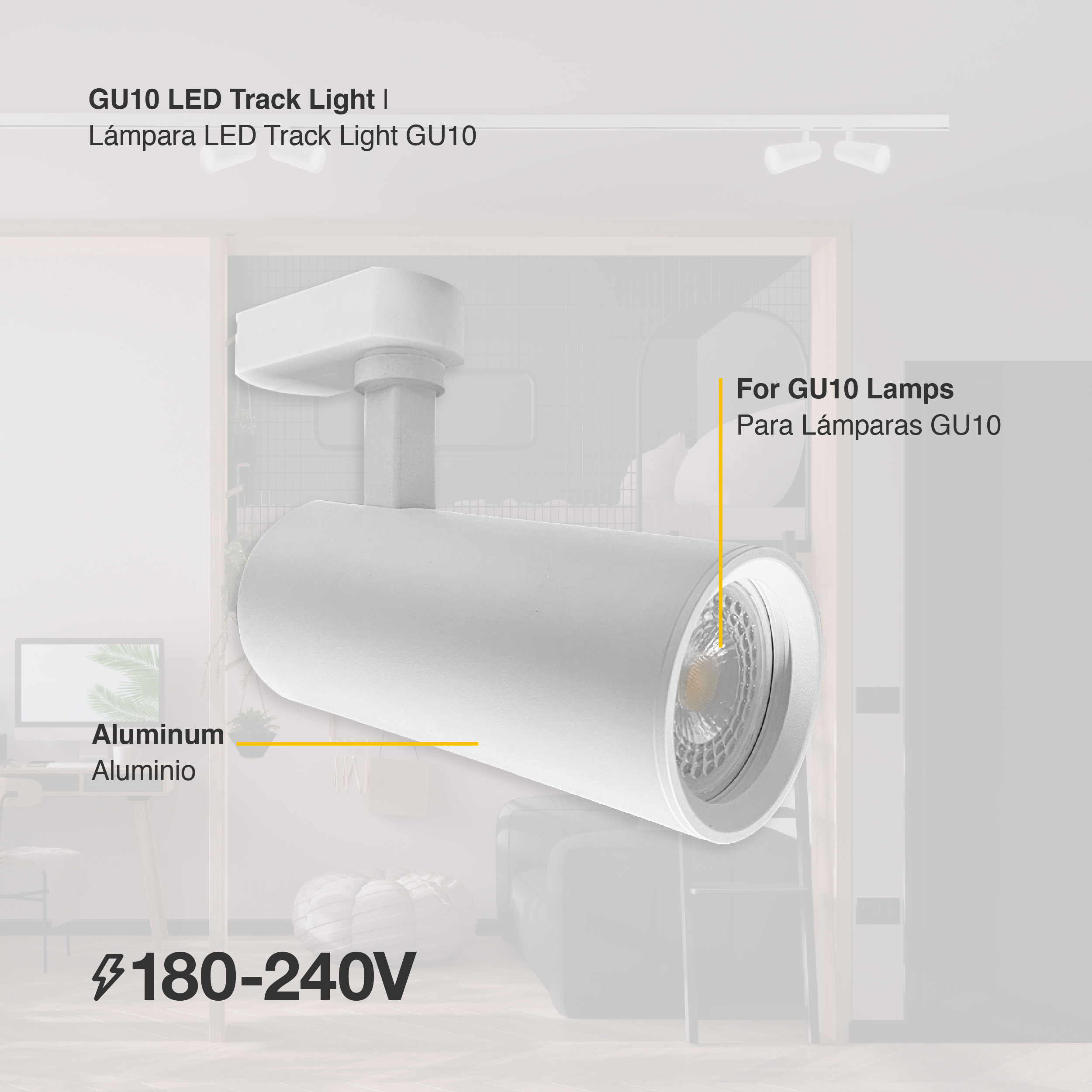 Lámpara LED Track Light para GU10 Blanco