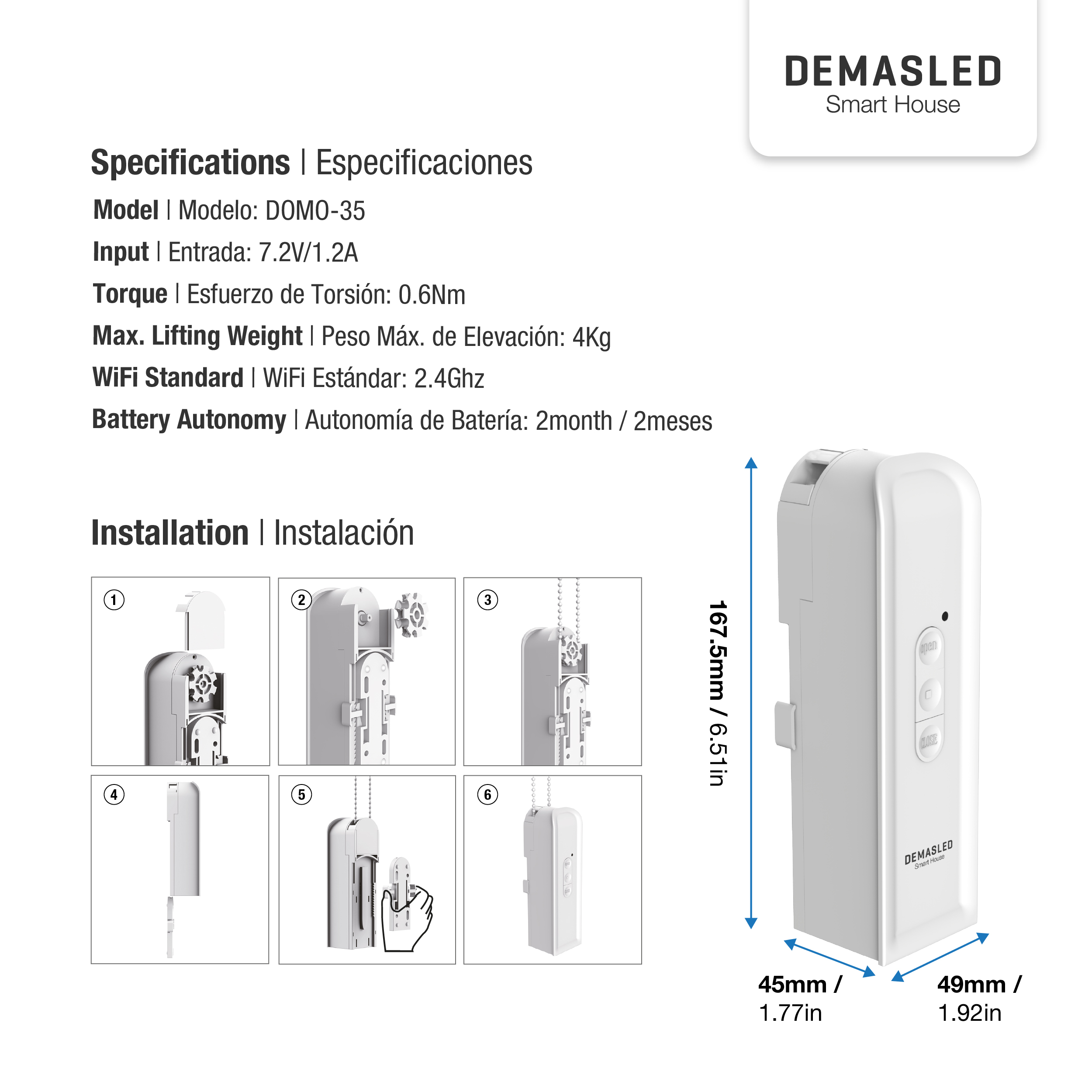 Smart Switch WiFi con Motor para Cortinas 12V 2A