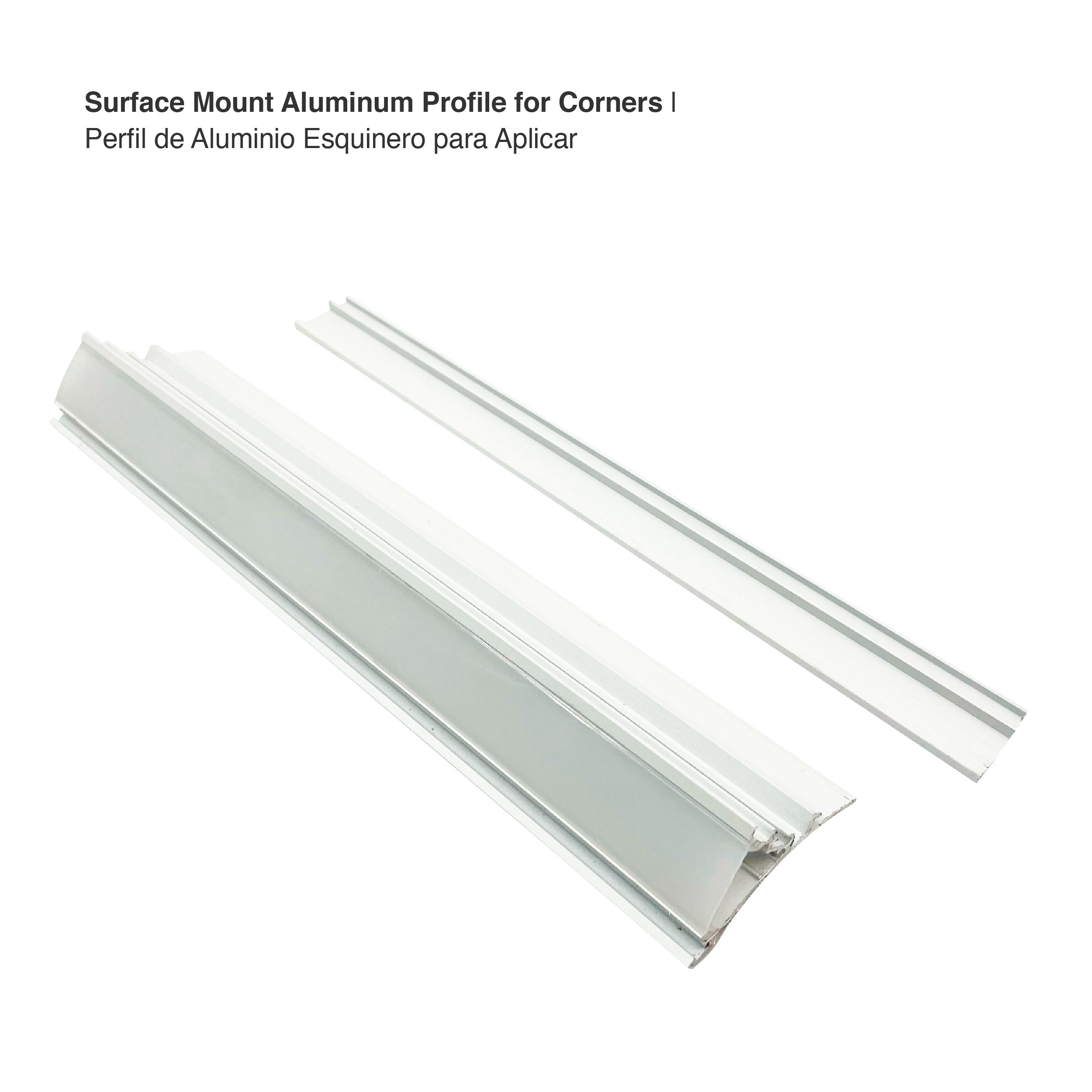 Perfil de Aluminio Esquinero 37,4x48,6mm Blanco, Cover Opal Blanco x 2m