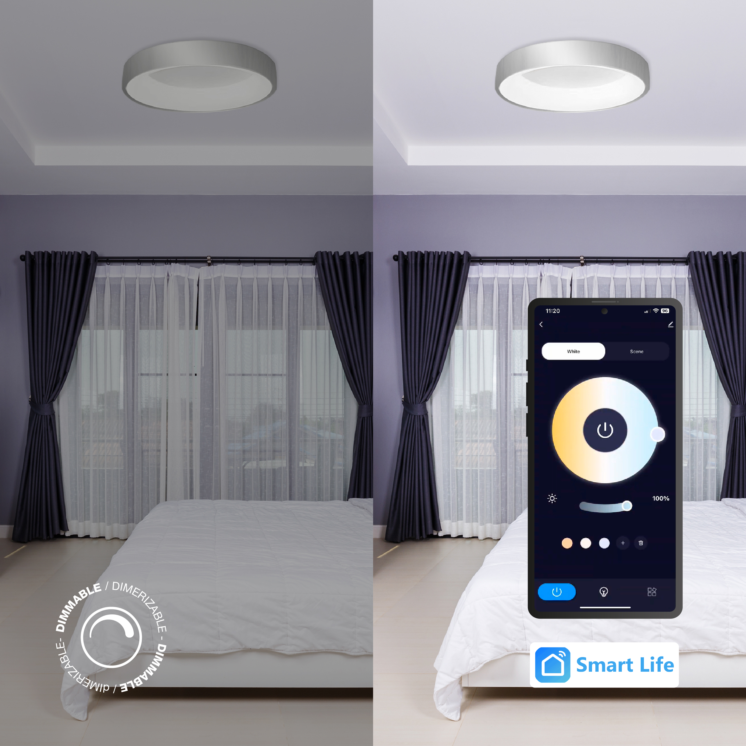 Panel LED Smart Redondo Níquel 60x60x9cm 60W 270mA CCT, de Aplicar