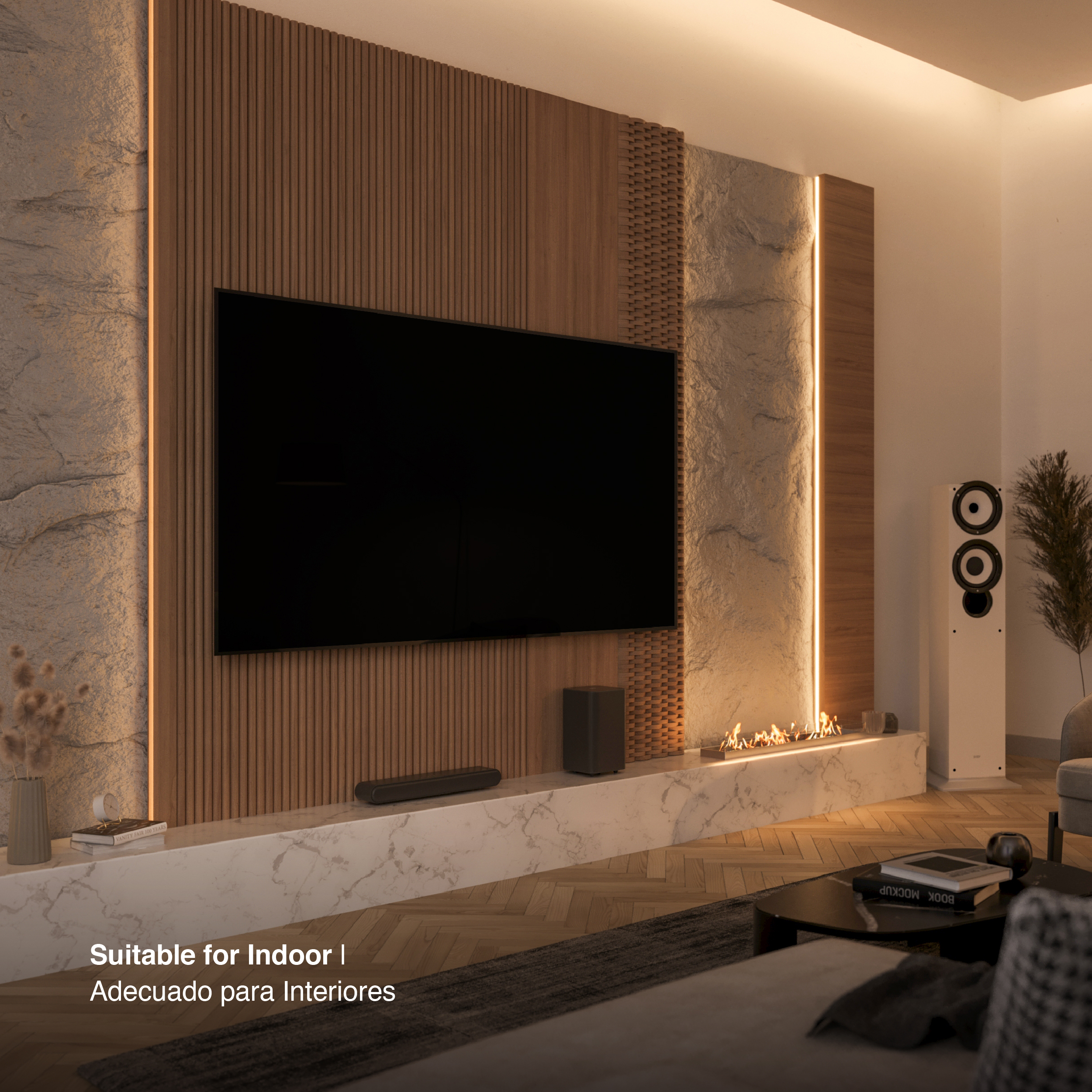 Perfil de Aluminio Flat 23x10mm Anodizado, Cover Opal Blanco x2,5m