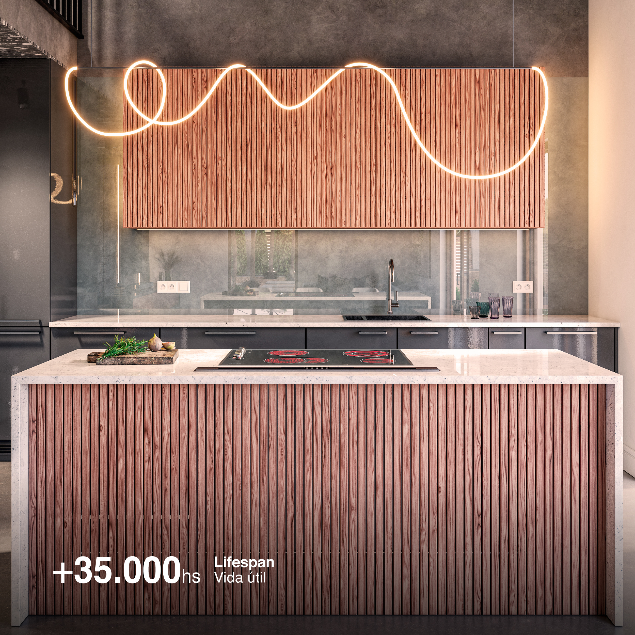 Tira LED Neón Flexible SMD2835, 24V 24W/m, Blanco Cálido 240LEDs/m, 5m