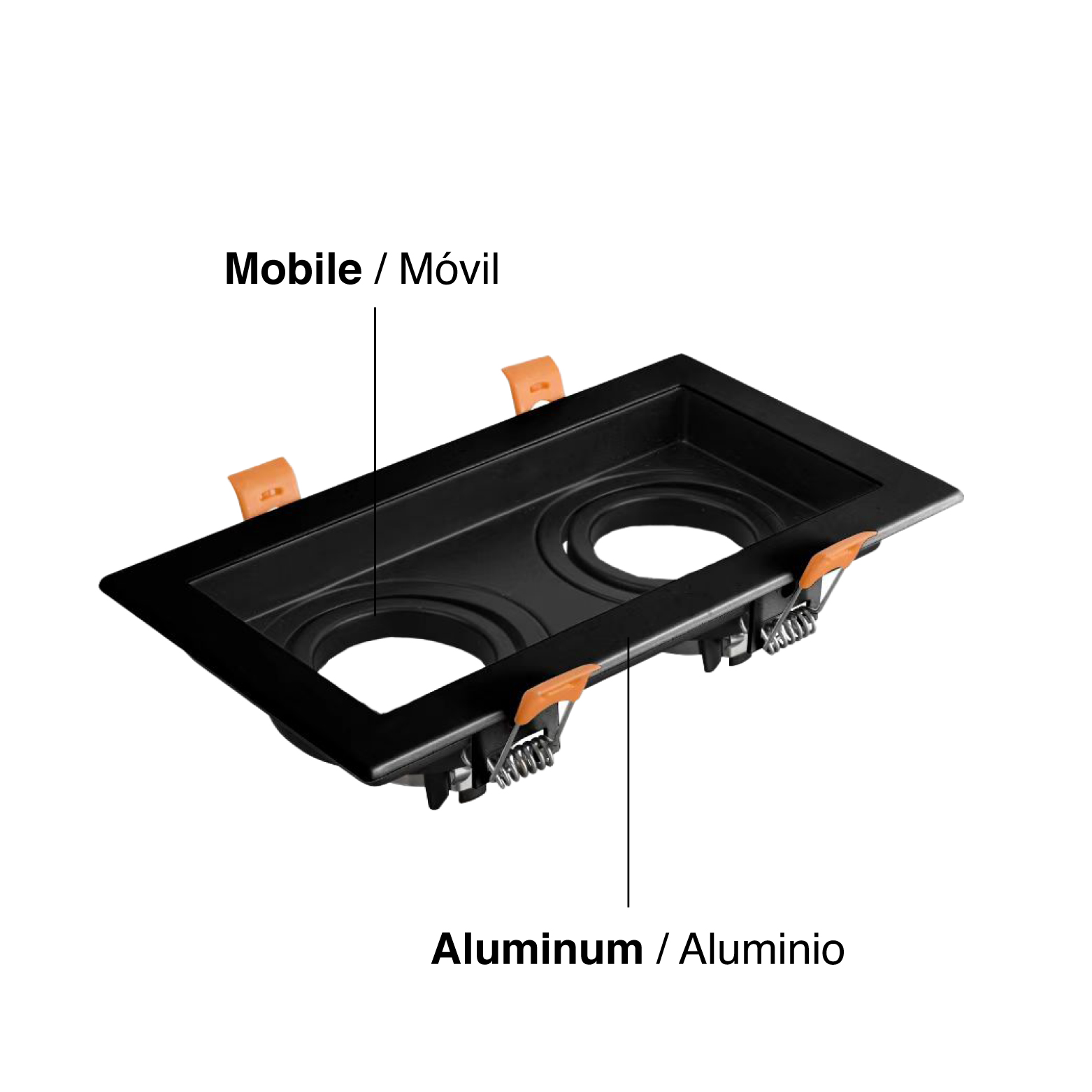 Spot Móvil Negro para 2 Lámpara GU10