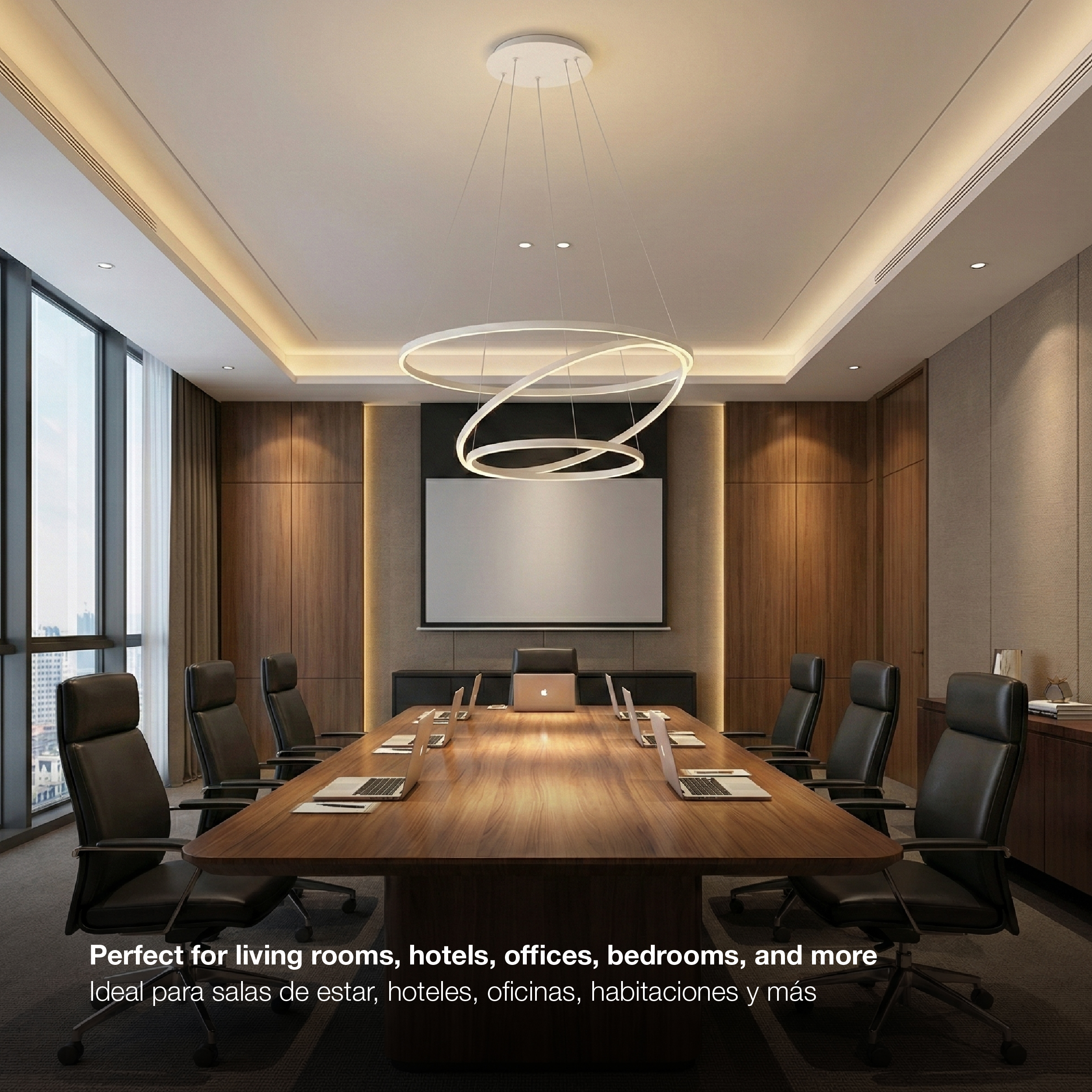 Lámpara LED Suspendida Blanco Ø80cm, 62W, Blanco Cálido 3000K, 3720lm