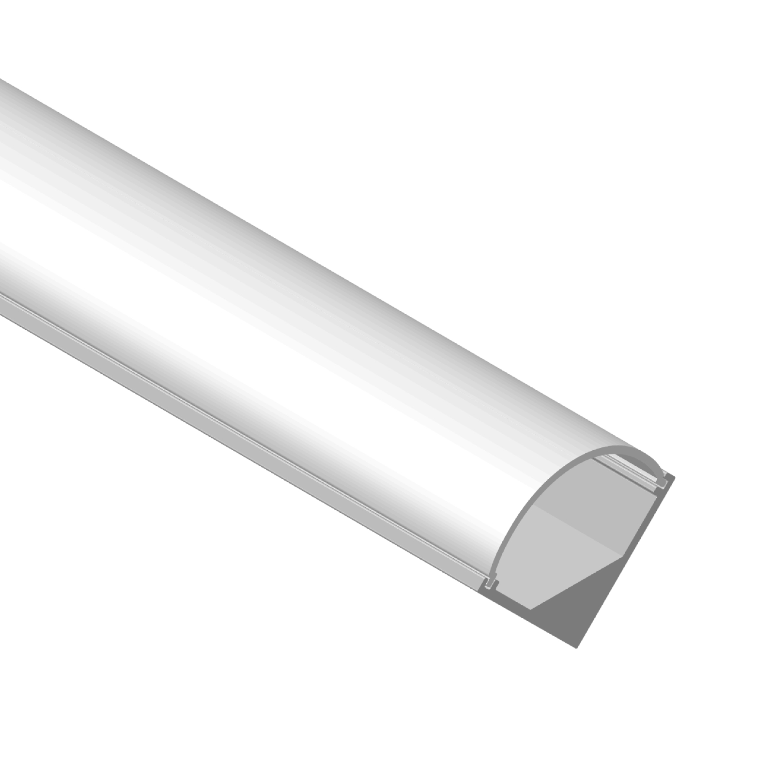 Perfil de Aluminio Esquinero 7,4x7,4mm Anodizado, Cover Opal Curvo Blanco x1m