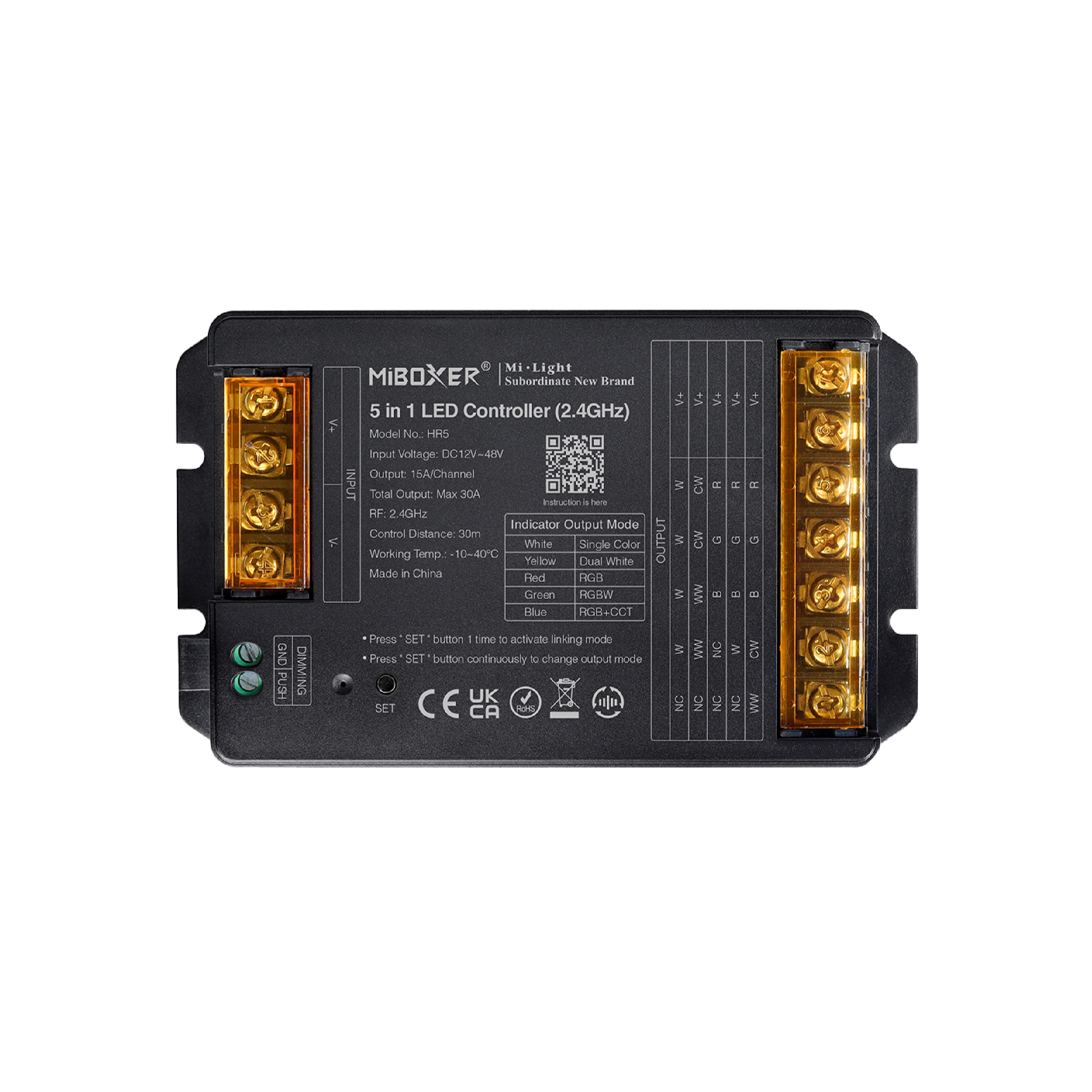 Controlador LED 5 en 1 2.4GHz Salida Máxima de 30A 