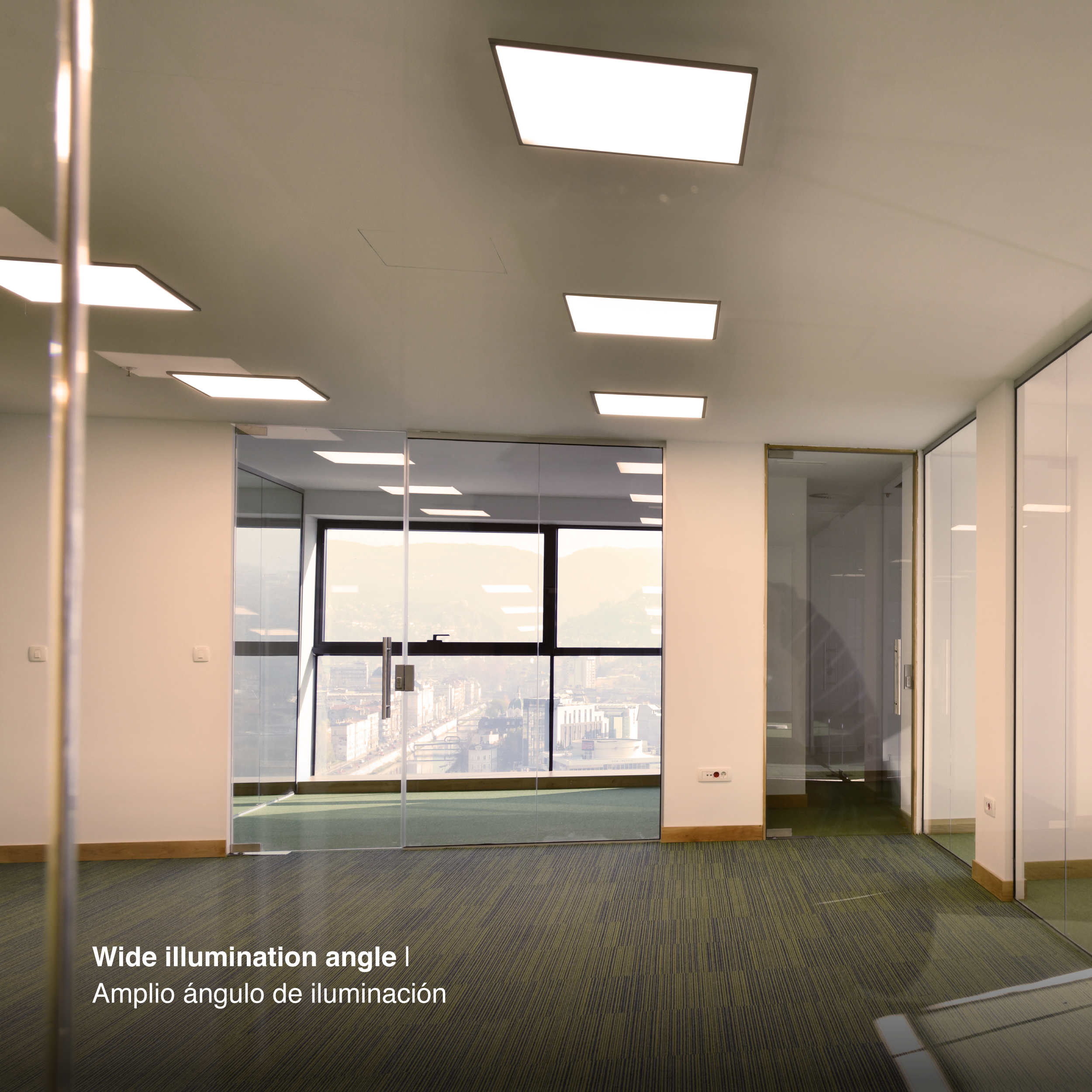 Panel LED BACKLIGHT de 60x60x3.8cm Negro 48W 4800lm Blanco Cálido 3.000K, Aplicar