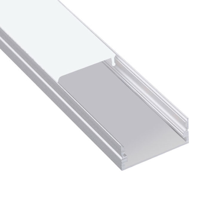 Perfil de Aluminio Flat 23x10mm Anodizado, Cover Opal Blanco x2m