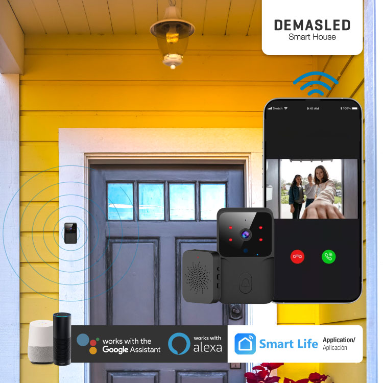 Timbre de Puerta Smart con Cámara 480p, 800mAH