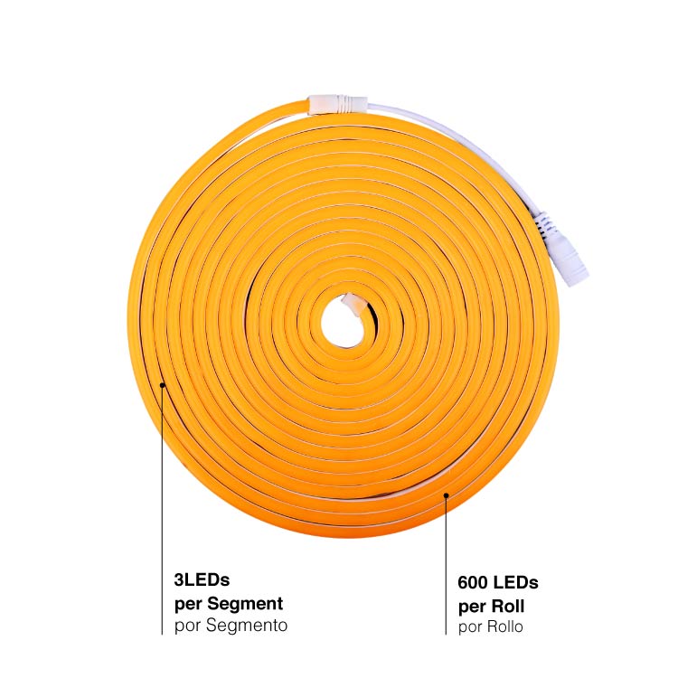 Tira LED de Neón SMD2835 IP67 12V 6W/m Naranja 120 LED/m 5m