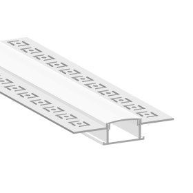 Perfil de Aluminio de Embutir 61x14mm Anodizado, Cover Opal Blanco x2m