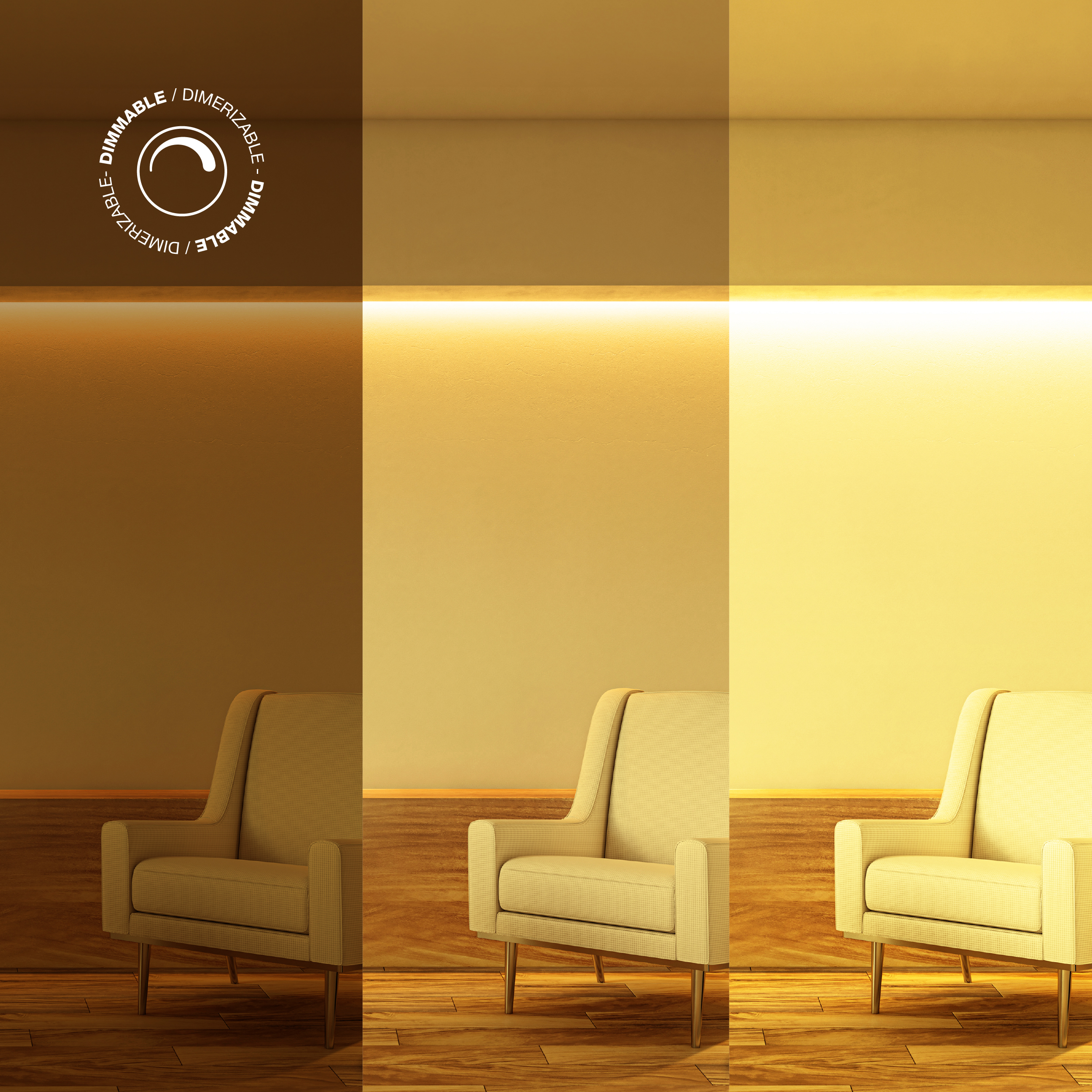 Tira LED COB 24V 11W/m, Blanco superCálido 950lm/m 480 LEDs/m, 8mm, x40cm