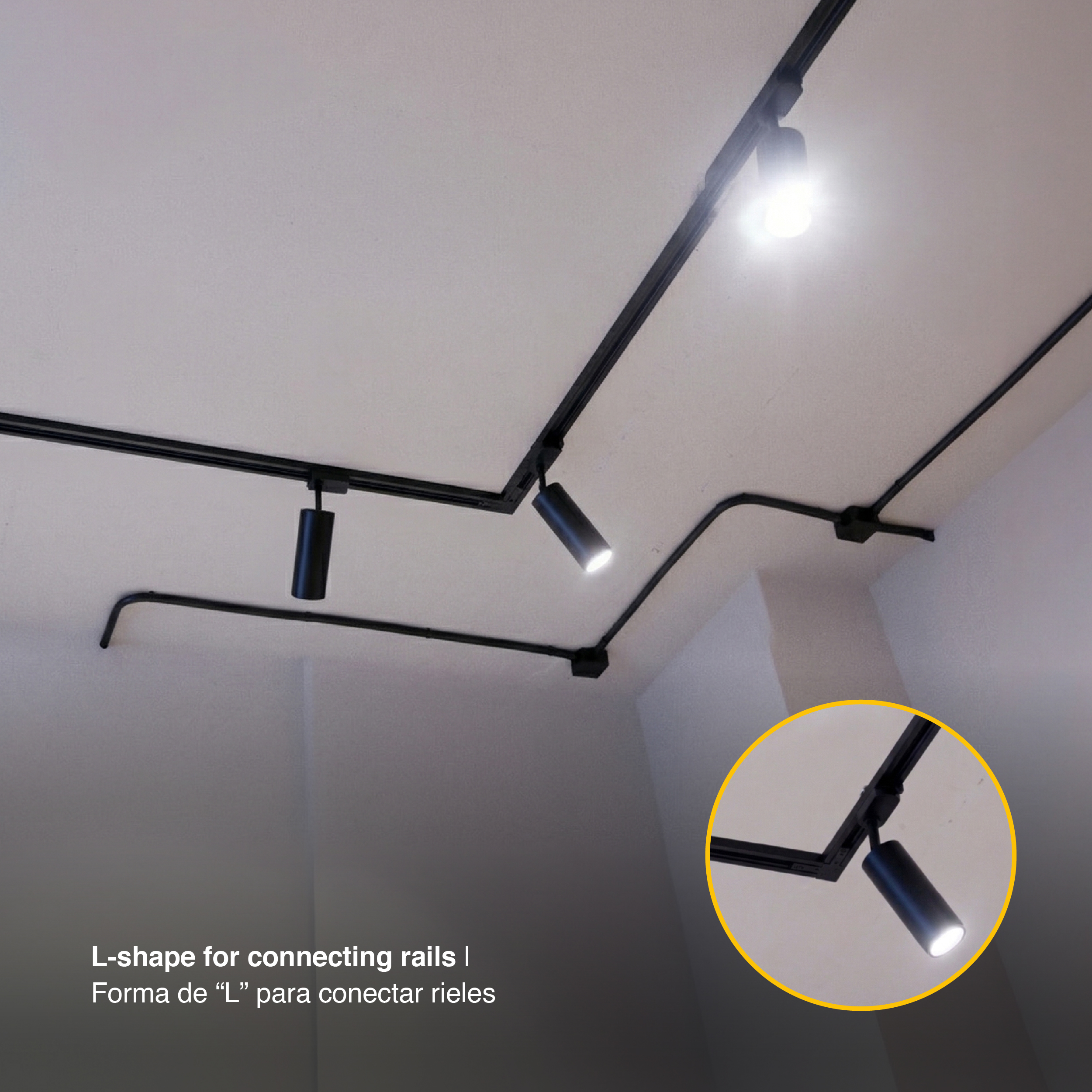 Unión Rígida 90º para Riel LED Track Light Color Negro
