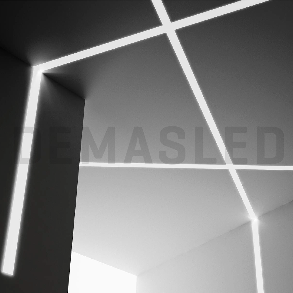 Perfil de Aluminio Flat 23x10mm Anodizado, Cover Opal Blanco x2m