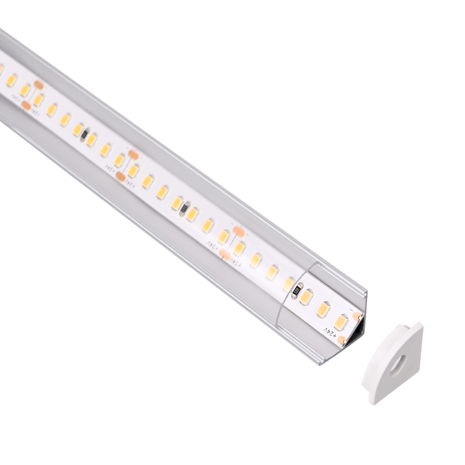 Perfil de Aluminio Esquinero 16x16mm Anodizado, Cover Curvo Transparente x1m