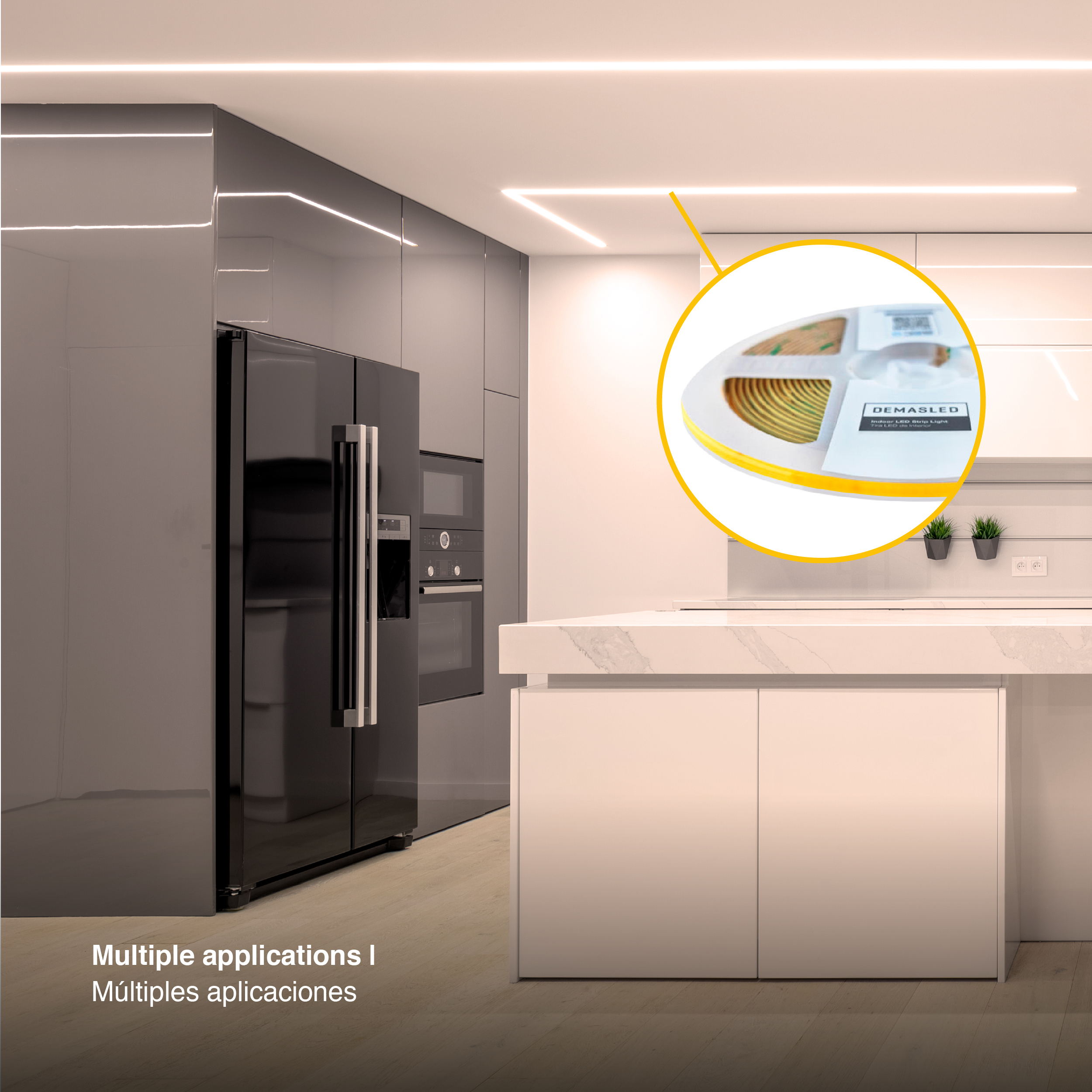 Tira LED COB 24V 4W/m Blanco Cálido 360lm/m 504LEDs/m, 3mm PCB IP33 x 5m