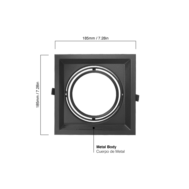 Spot Móvil Negro 18.5x18.5cm para Lámpara AR111